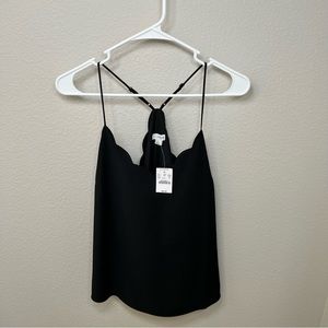 J by J Crew Black Tank Top Scalloped Edge Spaghetti Strap Casual Work Wear NWT